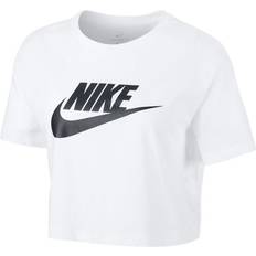 48 - Dame - S T-shirts Nike Women's Sportswear Essential Cropped T-shirt - White/Black