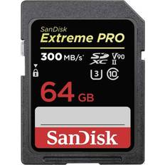 64 GB - SDXC - USB Type-C Hukommelseskort & USB Stik SanDisk Extreme Pro SDXC Class 10 UHS-II U3 ​​V90 300/260MB/s 64GB