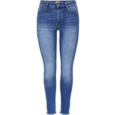 34 - Dame - Polyester Jeans Only Blush Life Mid Ankle Skinny Fit Jeans - Blue/Medium Blue Denim