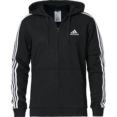 Adidas Herre Sweatere adidas Essentials French Terry 3-Stripes Full-Zip Hoodie - Black/White