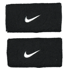 Elastan/Lycra/Spandex Svedbånd Nike Swoosh Doublewide Wristband - Black/White