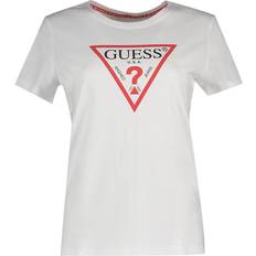 Guess Rund hals Overdele Guess Triangle Logo T-shirt - White