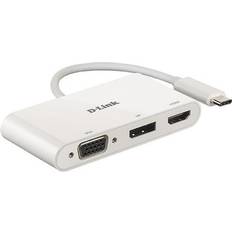 DisplayPort-kabler - Han – Hun D-Link USB C-HDMI/VGA/Displayport M-F 0.1m