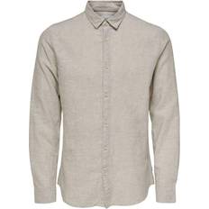 Hør Skjorter Only & Sons Solid Long Sleeved Shirt - Grey/Chinchilla