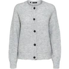 Selected Grå Overdele Selected Wool Blend Cardigan - Grey/Light Grey Melange