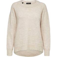 Dame - Elastan/Lycra/Spandex - XXL Sweatere Selected Rounded Wool Mixed Sweater - Beige/Birch