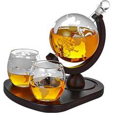 Brun Whiskeykarafler MikaMax Deluxe Globe Decanter Set Whiskeykaraffel 4stk 0.85L