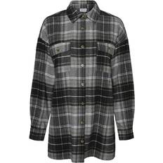 Dame - Nylon - Sort Skjorter Noisy May Løstsiddende Skjorte - Black/Checks Bw/Grey