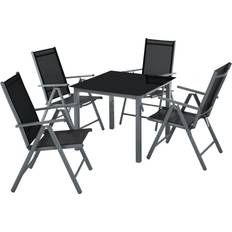 Aluminium Havemøbelsæt Havemøbel tectake 403905 Havemøbelsæt, 1 borde inkl. 4 stole