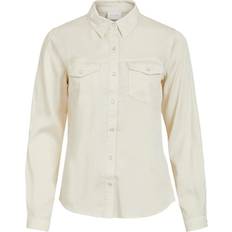 Vila Hvid Skjorter Vila Bista Pocketed Jeans Shirt - White/Birch