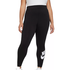 Nike 48 - Dame - Polyester Tights Nike Essential High-Waisted Leggings Plus Size - Black/White