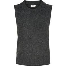 Only 38 Sweatere Only Paris Knitted Waistcoat - Dark Grey Melange