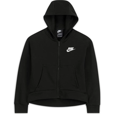 Fleece - Piger Overdele Nike Older Kid's Sportswear Club Fleece Full Zip Hoodie - Black/White (DC7118-010)