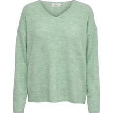 Only Grøn - Striktrøjer Sweatere Only V-Neck Knitted Sweater - Gray/Ether
