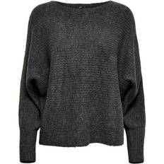 Bådudskæring - Polyester Sweatere Only Daniella Rib Knitted Sweater - Gray/Dark Gray Melange