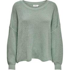 Only Grøn - Striktrøjer Sweatere Only Hilde Life Loose Knitted Pullover - Green/Jadeite