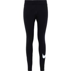 Bomuld - Dame - Fitness Bukser & Shorts Nike Women's Sportswear Essential Mid-Rise Swoosh Leggings- Black/White