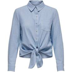 Only Stribede Overdele Only Lecy Tie Detail Shirt - White/Cloud Dancer