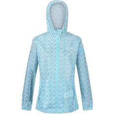Prikkede Regnjakker & Regnslag Regatta Women's Printed Pack-It Waterproof Jacket - Cool Aqua Edelweiss