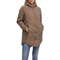 Brun - Dame - Uldfrakker Overtøj Vero Moda Quilted Jacket - Beige/Fossil