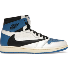 Nike 4 - Blå - Herre Sneakers Nike Air Jordan 1 Retro High OG SP x Travis Scott x Fragment - Sail/Black/Military Blue/Shy Pink