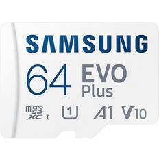 64 GB - USB 3.2 (Gen 2) Hukommelseskort & USB Stik Samsung Evo Plus microSDXC Class 10 UHS-I U1 V10 A1 130/130MB/s 64GB +SD Adapter