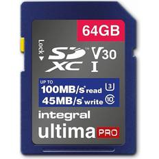 Integral Compact Flash Pro Hukommelseskort & USB Stik Integral SDXC Class 10 UHS-I U3 V30 100MB/s 64GB