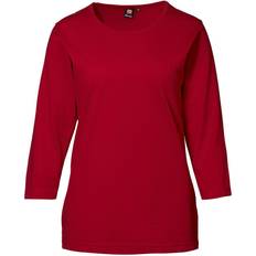 Bomuld - Slids T-shirts ID Pro Wear 3/4 Sleeves Ladies T-shirt - Red