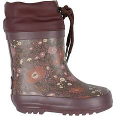 Wheat Thermo Rubber Boot - Maroon Flowers