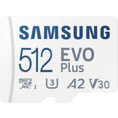 Samsung 512 GB - microSDXC Hukommelseskort Samsung Evo Plus microSDXC Class 10 UHS-I U3 V30 A2 130 MB/s 512GB +Adapter