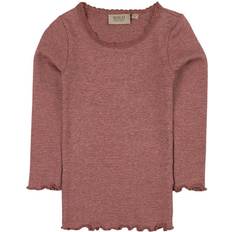 68 - Blonder Overdele Wheat Rib T-Shirt Lace LS - Dark Rouge Melange (0151e/4151e-007-2614)