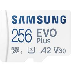 V10 Hukommelseskort & USB Stik Samsung Evo Plus microSDXC Class 10 UHS-I U3 V30 A2 130MB/s 256GB +Adapter