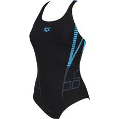 26 - Dame - Polyester Badedragter Arena Shiner Pro Swimsuit - Black/Turquoise