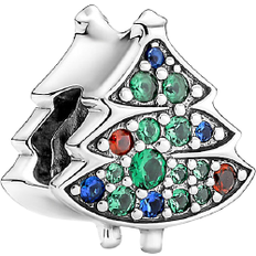 Pandora Krystal Charms & Vedhæng Pandora Christmas Tree Charm - Silver/Multicolour