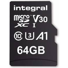 Integral Compact Flash Pro Hukommelseskort & USB Stik Integral microSDXC Class 10 UHS-I U3 V30 A1 100/45MB/s 64GB