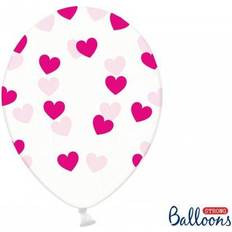 PartyDeco Balloner M. Pink Hjerter, Klar
