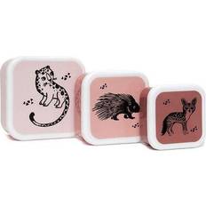 Petit Monkey Lunchbox Set Black Animals 3-pack