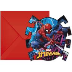 Spiderman 6 stk invitationer med