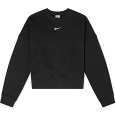 6 - Oversized - Sweatshirts Sweatere Nike Sportswear Essentials Oversized Fleece Crew Sweatshirt - Black/White