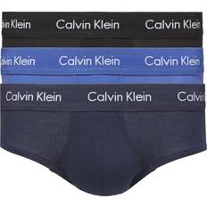 Calvin Klein Blå Underbukser Calvin Klein Cotton Stretch Briefs 3-pack - Black/Blue Shadow/Cobalt Water