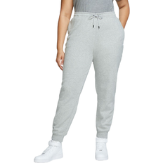 22 - Dame - Polyester Bukser Nike Sportswear Essential Fleece Trousers Plus Size Women's - Dark Grey Heather/White