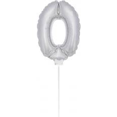 Folat Folie ballon på pind sølv 0 tal 36 cm