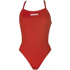 26 - Dame - Polyester Badedragter Arena Women's Solid Lightec High Swimsuit - Red/White