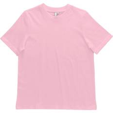 Little Pieces Piger T-shirts Little Pieces LpRia S/S Fold Up Solid Tee - Roseate Spoonbill