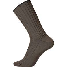 Brun - Herre Strømper Egtved Wool No Elastic Rib Socks - Dark Brown