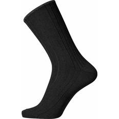 Egtved Wool No Elastic Rib Socks - Black