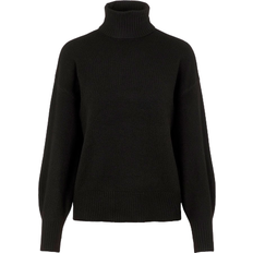 Dame - Nylon - Polotrøjer - Sort Sweatere Pieces Cava Knitted Pullover - Black