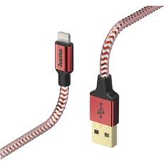 2.0 - Kabeladaptere - Rød Kabler Hama Reflective USB A-Lightning 2.0 1.5m