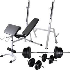 Multifunktionsbænke Træningsbænke sæt vidaXL Workout Bench with Weight Rack, Barbell and Dumbbell Set 60.5kg