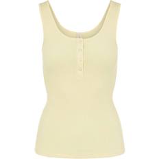Pieces Bomuld - Gul T-shirts & Toppe Pieces Kitte Ribbed Cotton Top - Pale Banana
